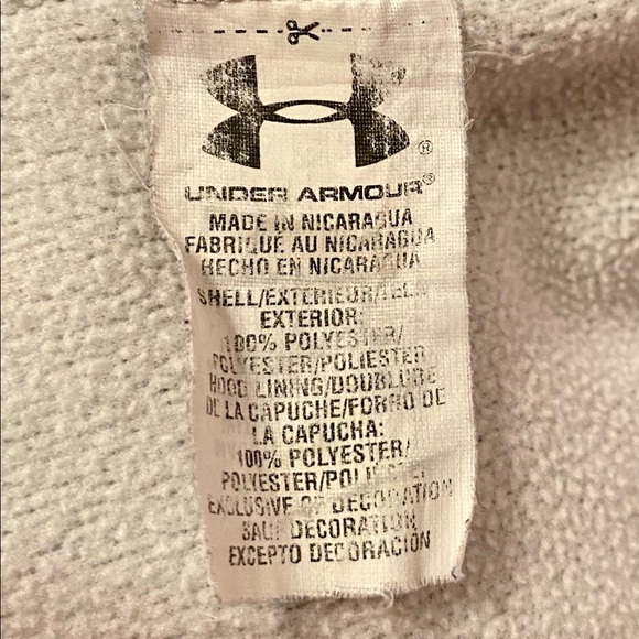 Men’s Under Armour Storm Pullover hoodie fleece sweatshirt Big Logo Gray Yellow - Picture 9 of 10